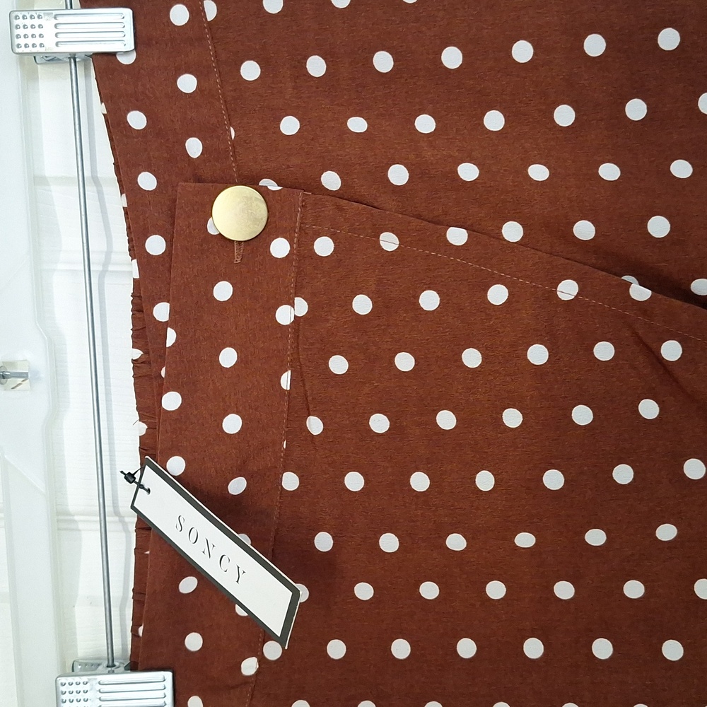 Soncy Polka Dot Wrap Skirt Size 0 (12) Brown & White NWT - Picture 2 of 8